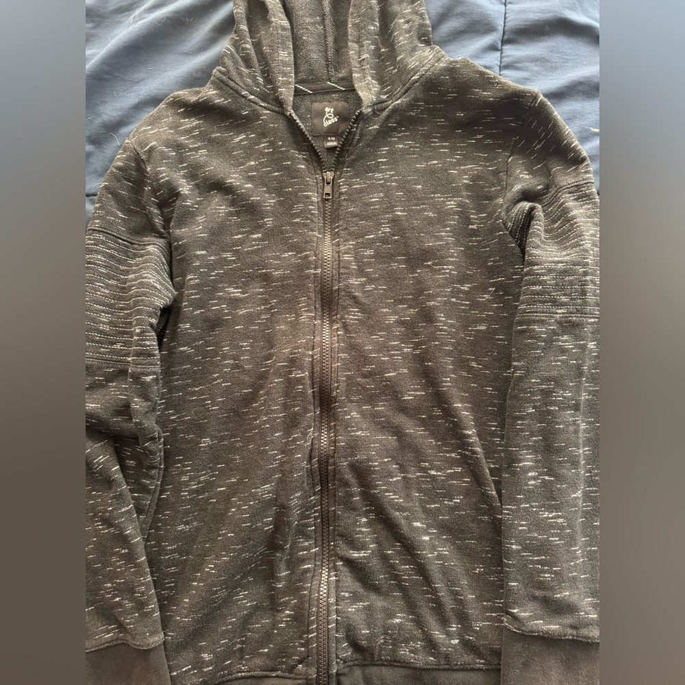 Art Class-Boy's Black speckled full-zipper hooded sweatshirt
